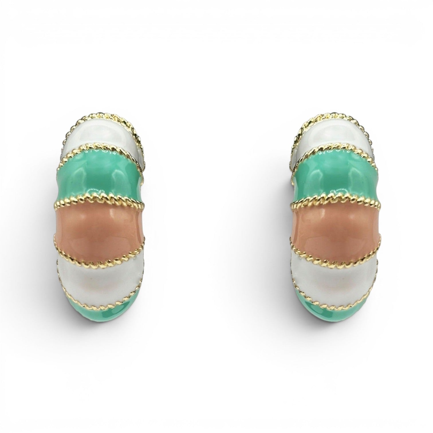 Beverly Gold-Plated Multi Color Enamel Clip On Earrings