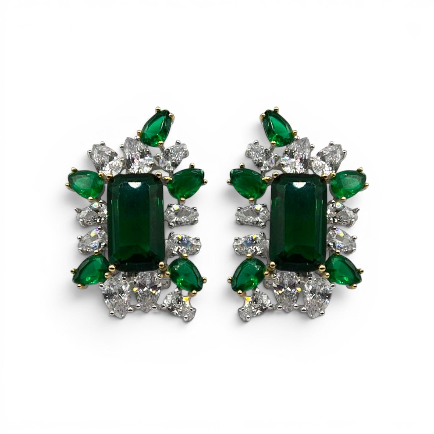 Bianca Emerald Octagon Clip On Earrings Set In Sterling Silver