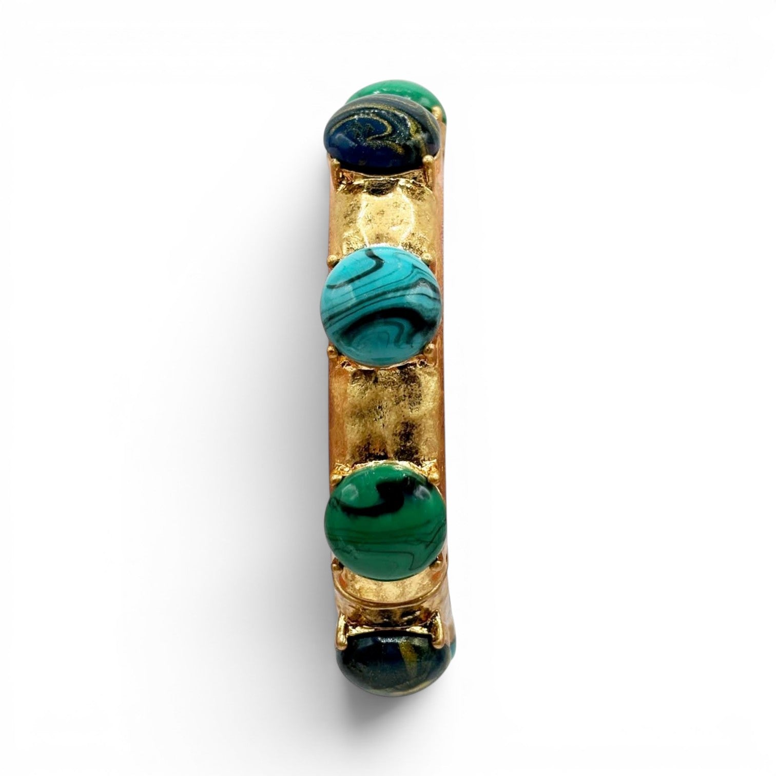 Blair Antique Gold Stretch Bracelet With Malachite, Lapis, And Turquoise Resin Stones