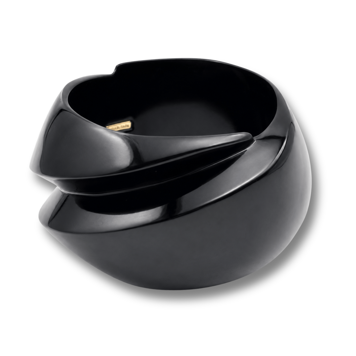 Brigite Polished Black Resin Carved Bangle