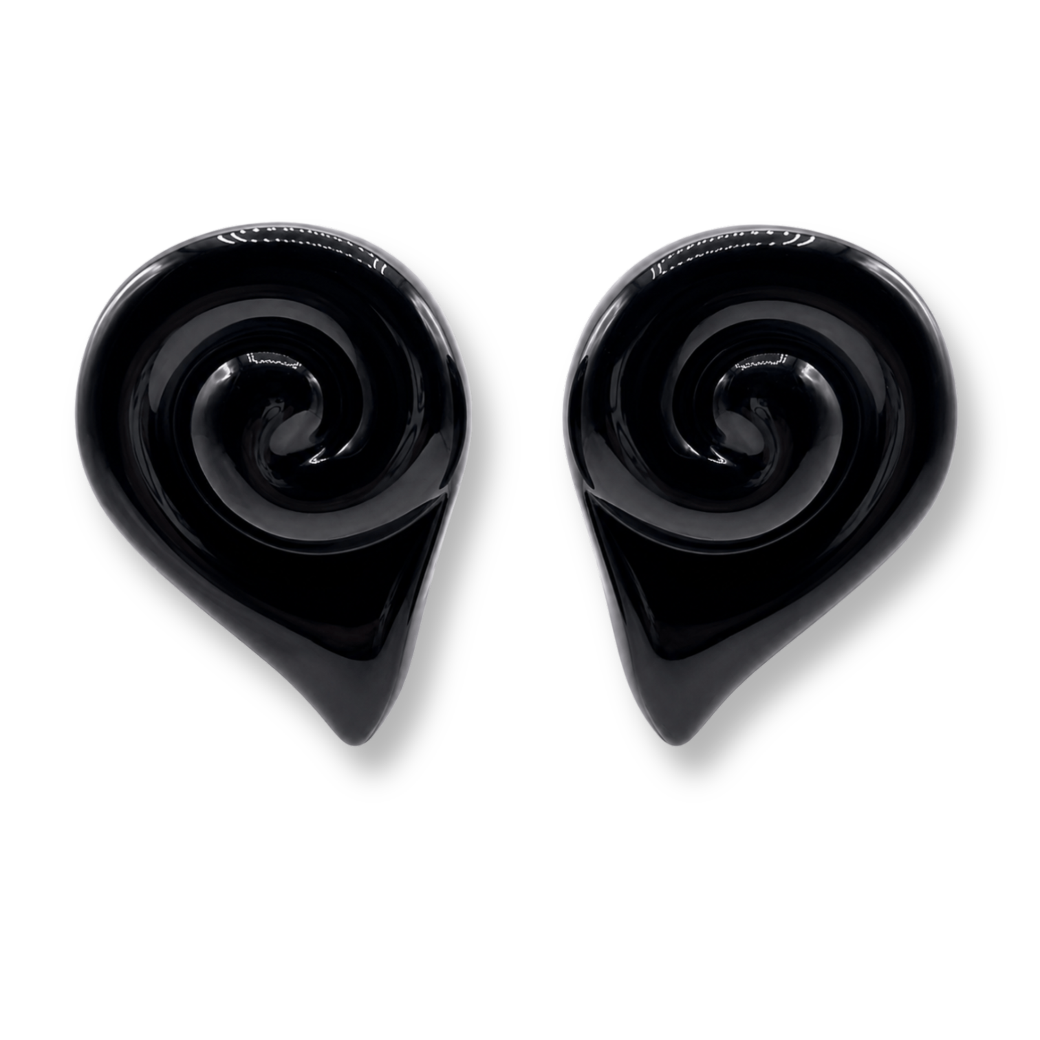 Brigite Polished Black Resin Clip Earrings
