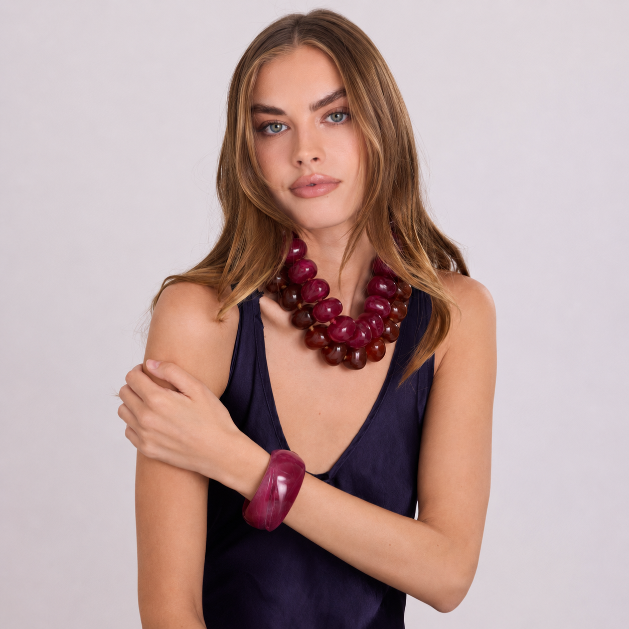Brigite Matte Bordeaux Resin Carved Bangle