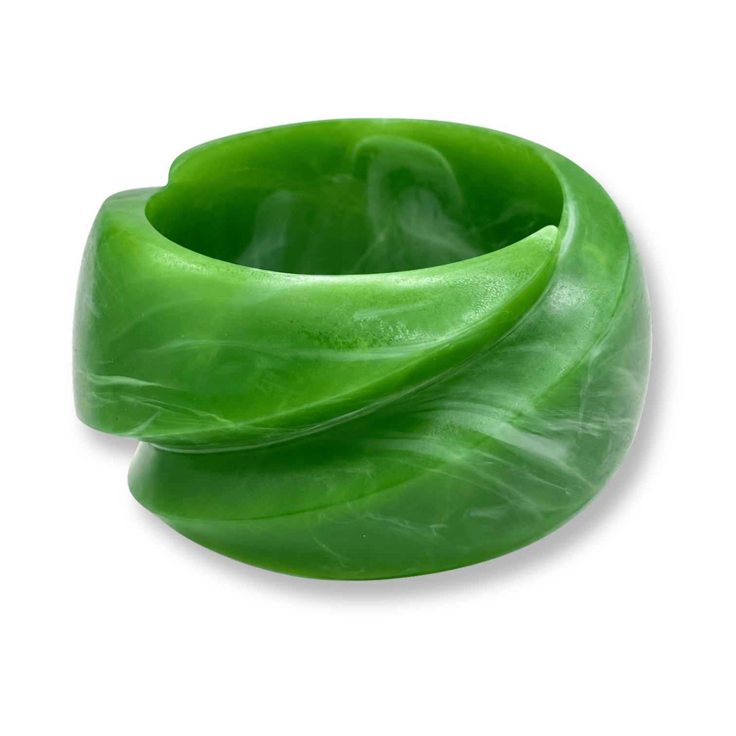 Brigite Matte Forest Green Resin Carved Bangle