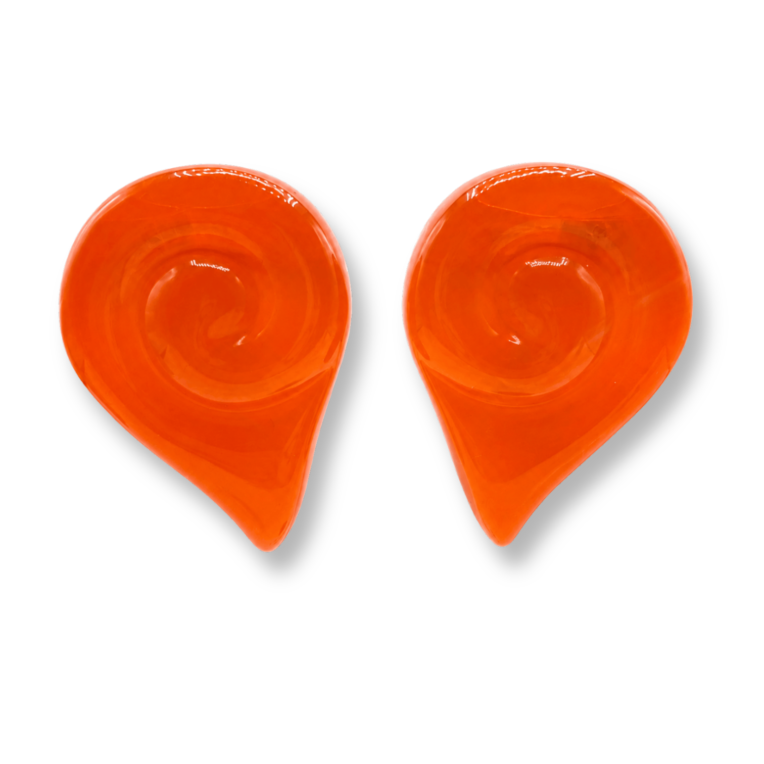 Brigite Polished Orange Resin Clip Earrings