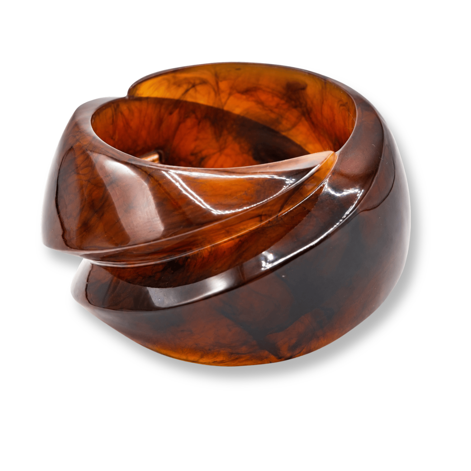 Brigite Polished Tortoise Resin Carved Bangle