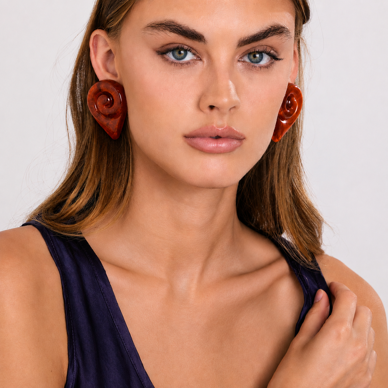 Brigite Polished Tortoise Resin Pierced Earrings