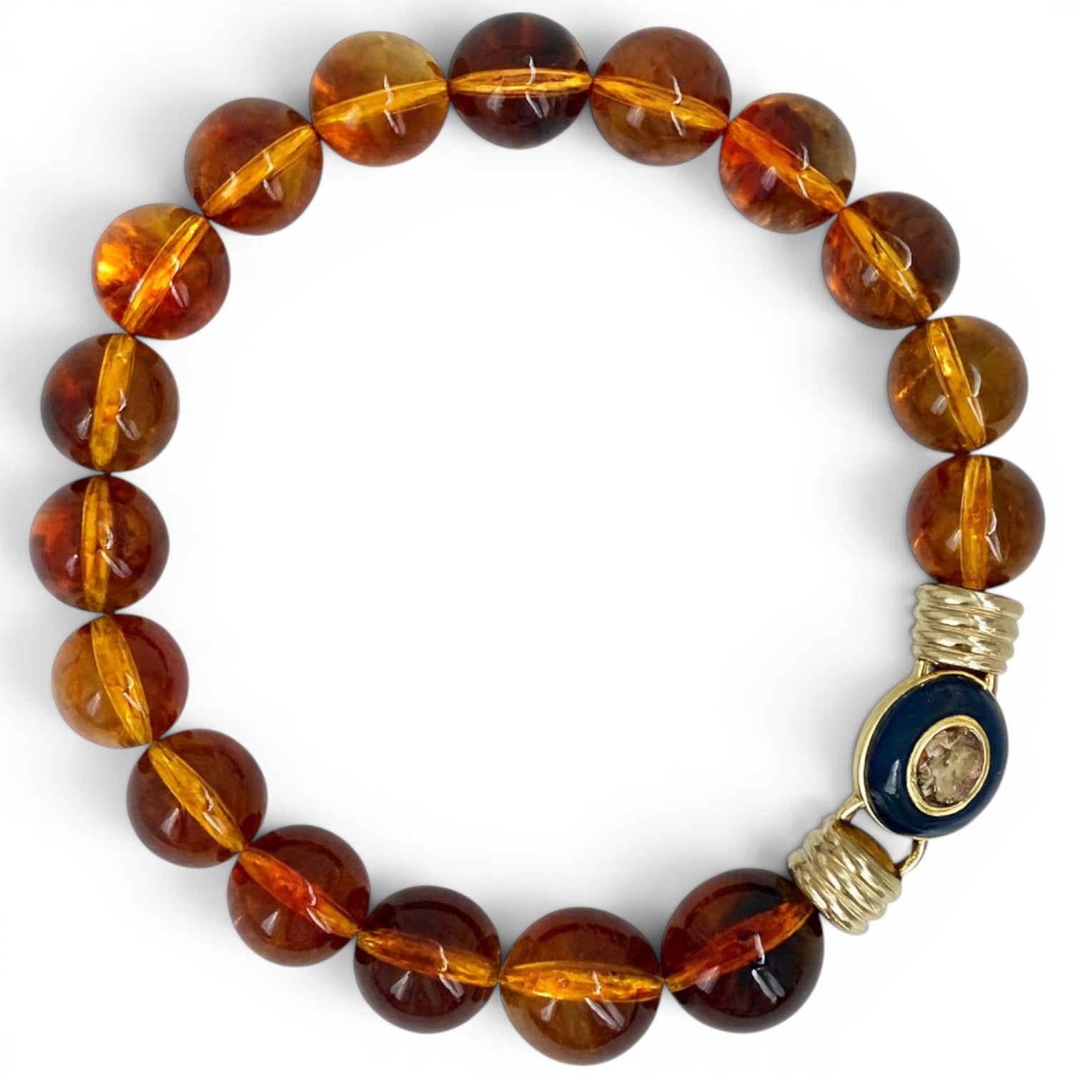 Caroline Tortoise Resin Necklace With Topaz Faceted Stone Clasp