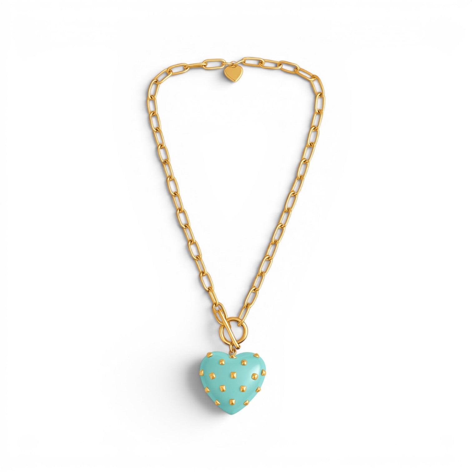 Celestine Aqua Resin Heart Pendant
