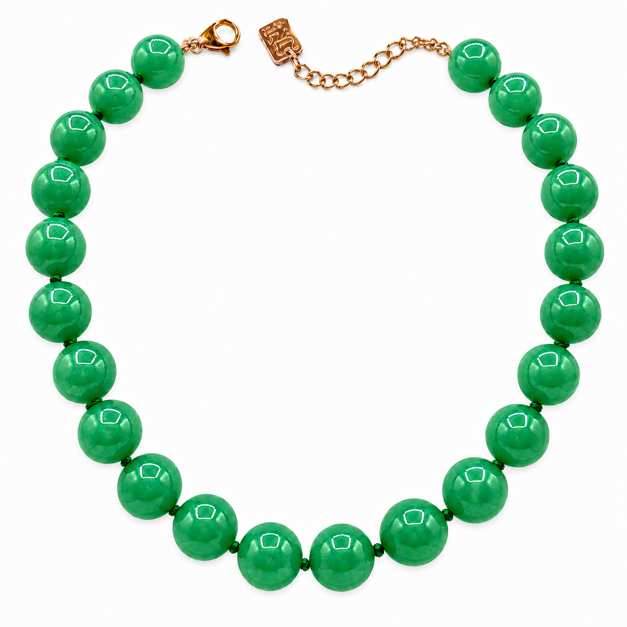 Abigail 14Mm Green Aventurine Knotted Semi Precious Bead Necklace