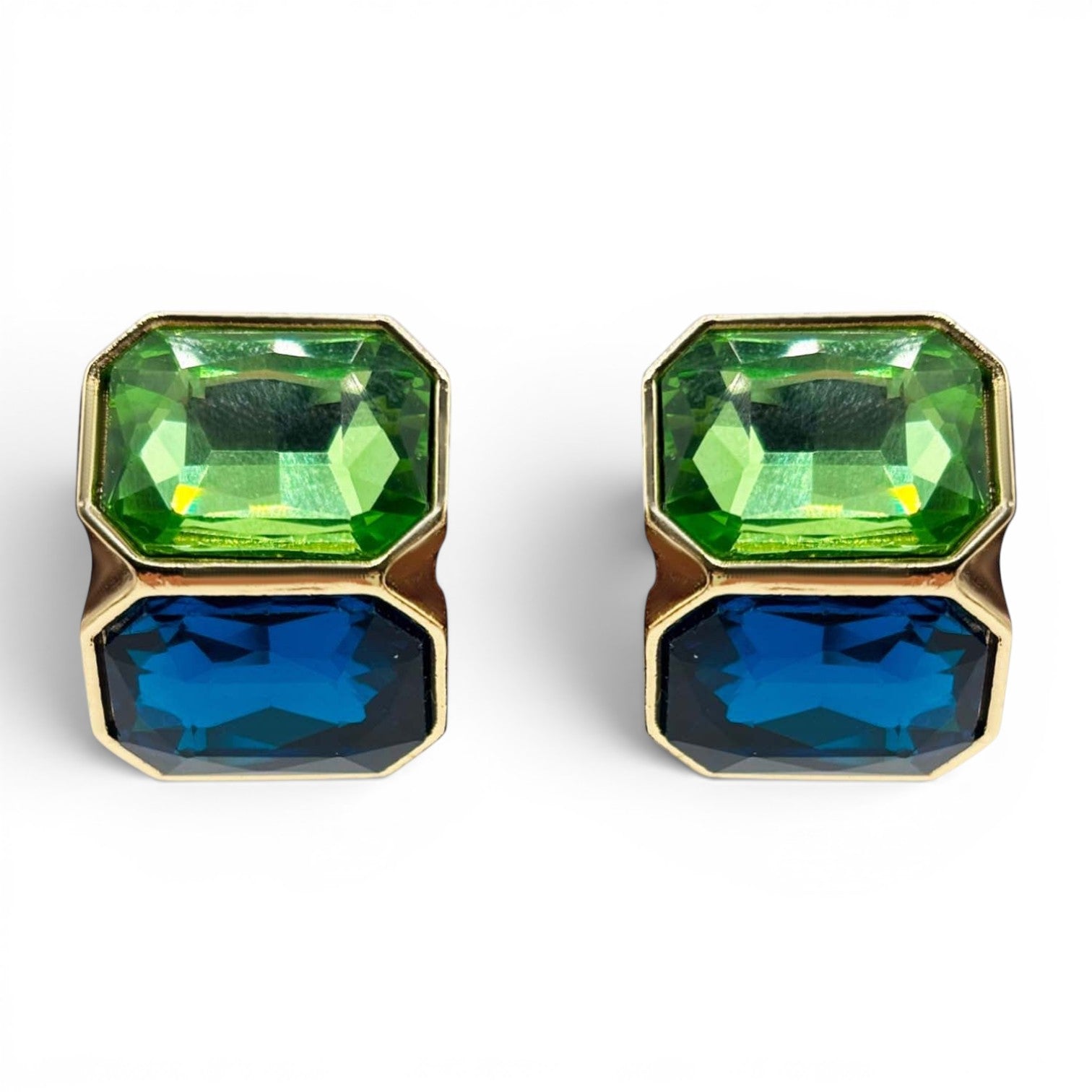 Pendientes de clip con doble piedra de peridoto y zafiro de Lorette
