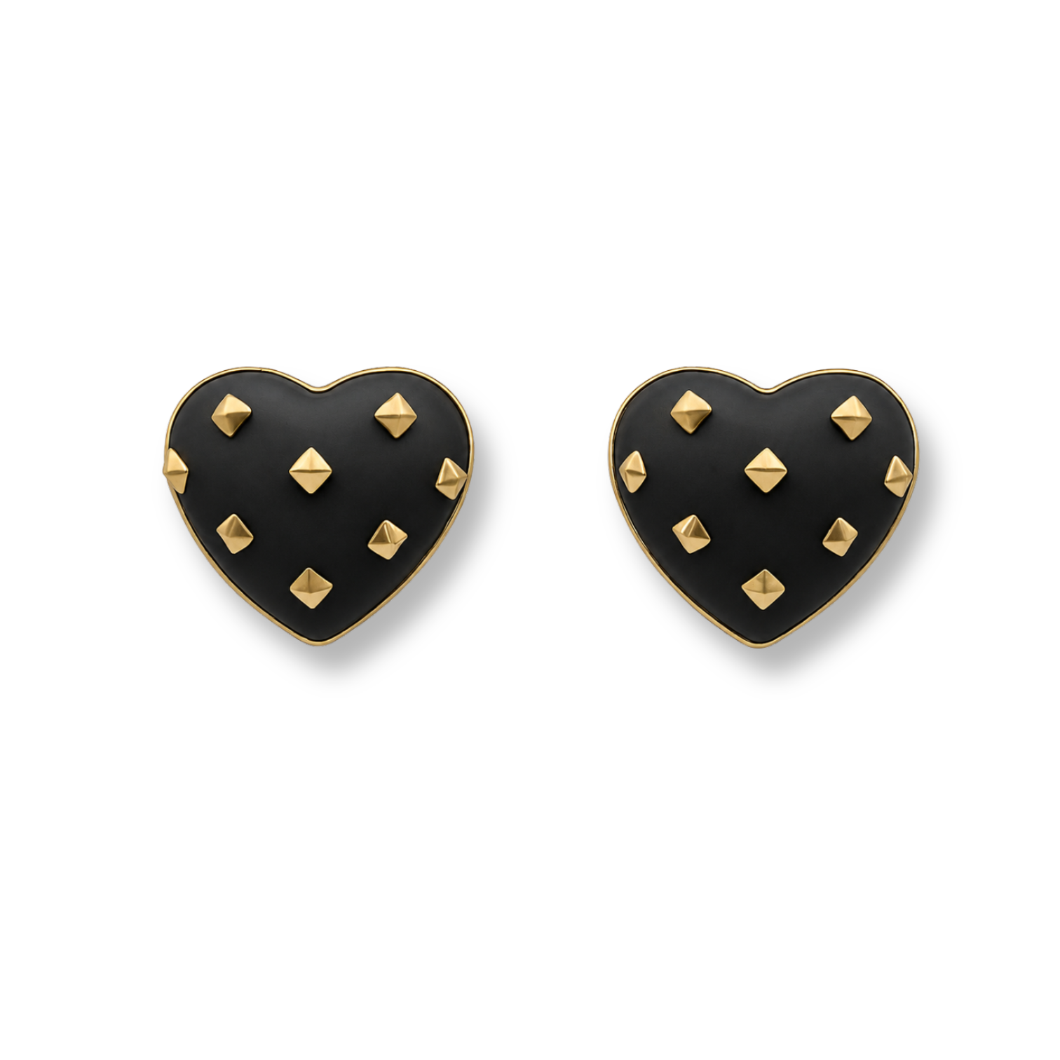 Cosette Matte Black Heart Resin Stud Earrings