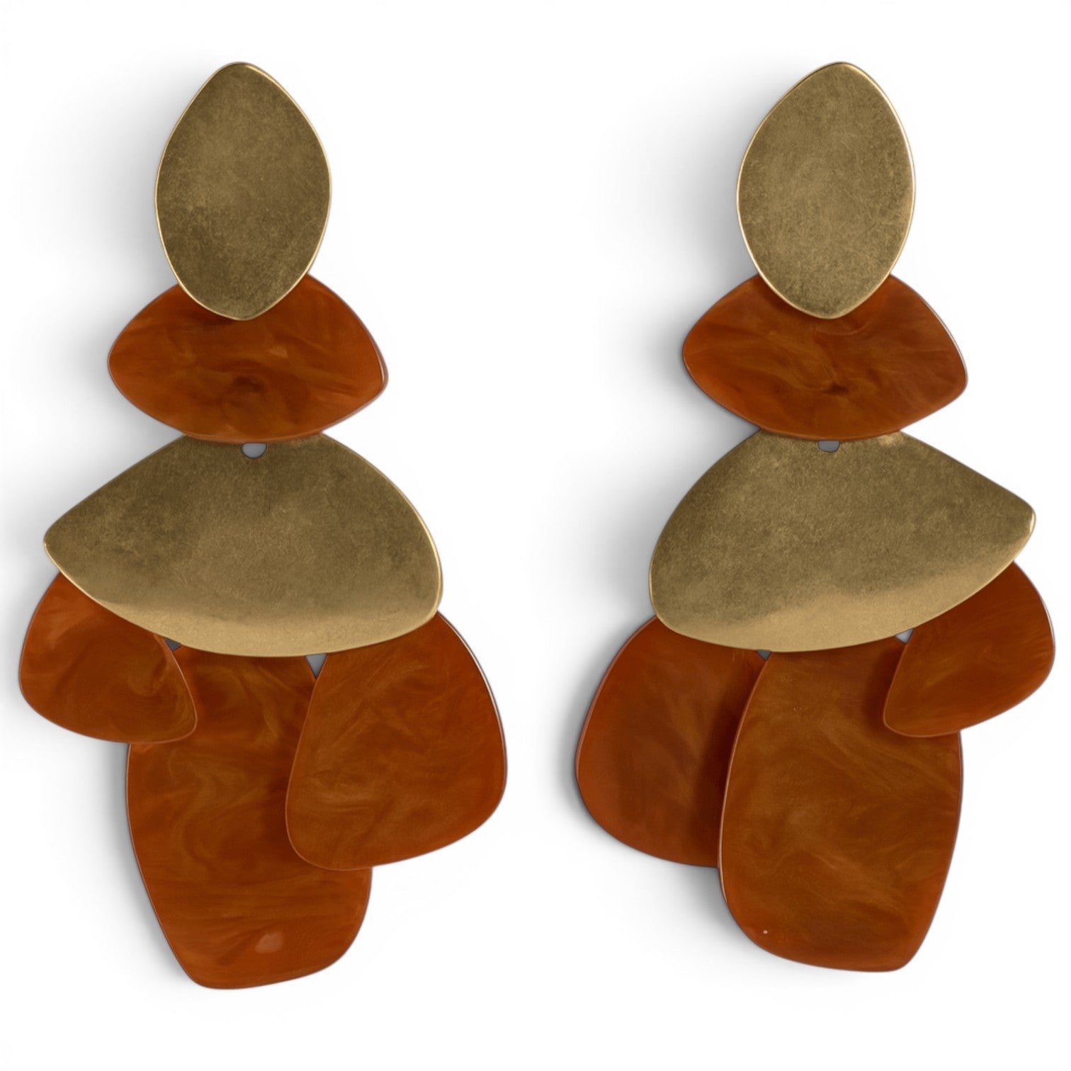Danielle Carnelian Resin & Worn Gold Pierced Earrings