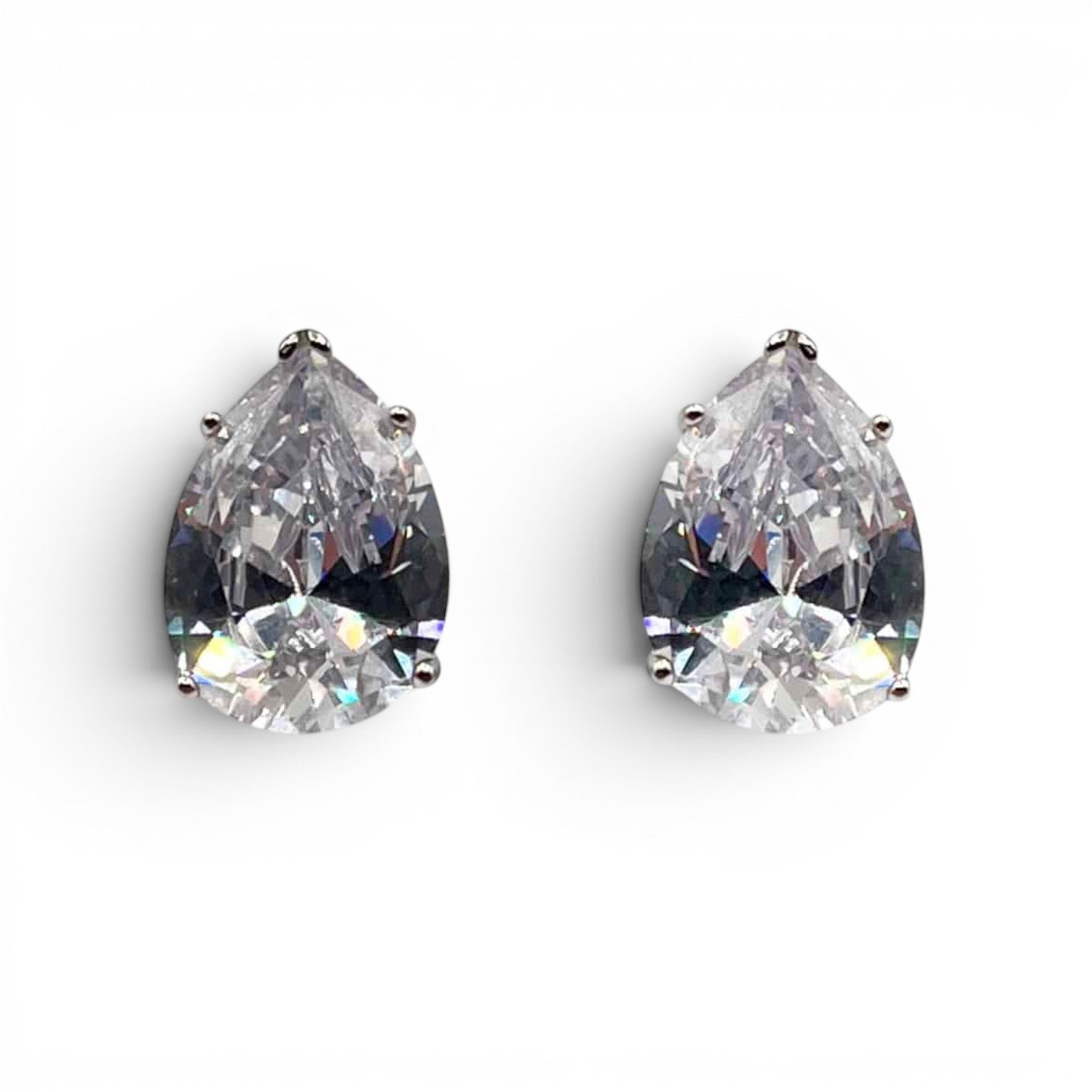 Daphne Clear Cubic Zirconia Pear-Shaped Clip On Earrings