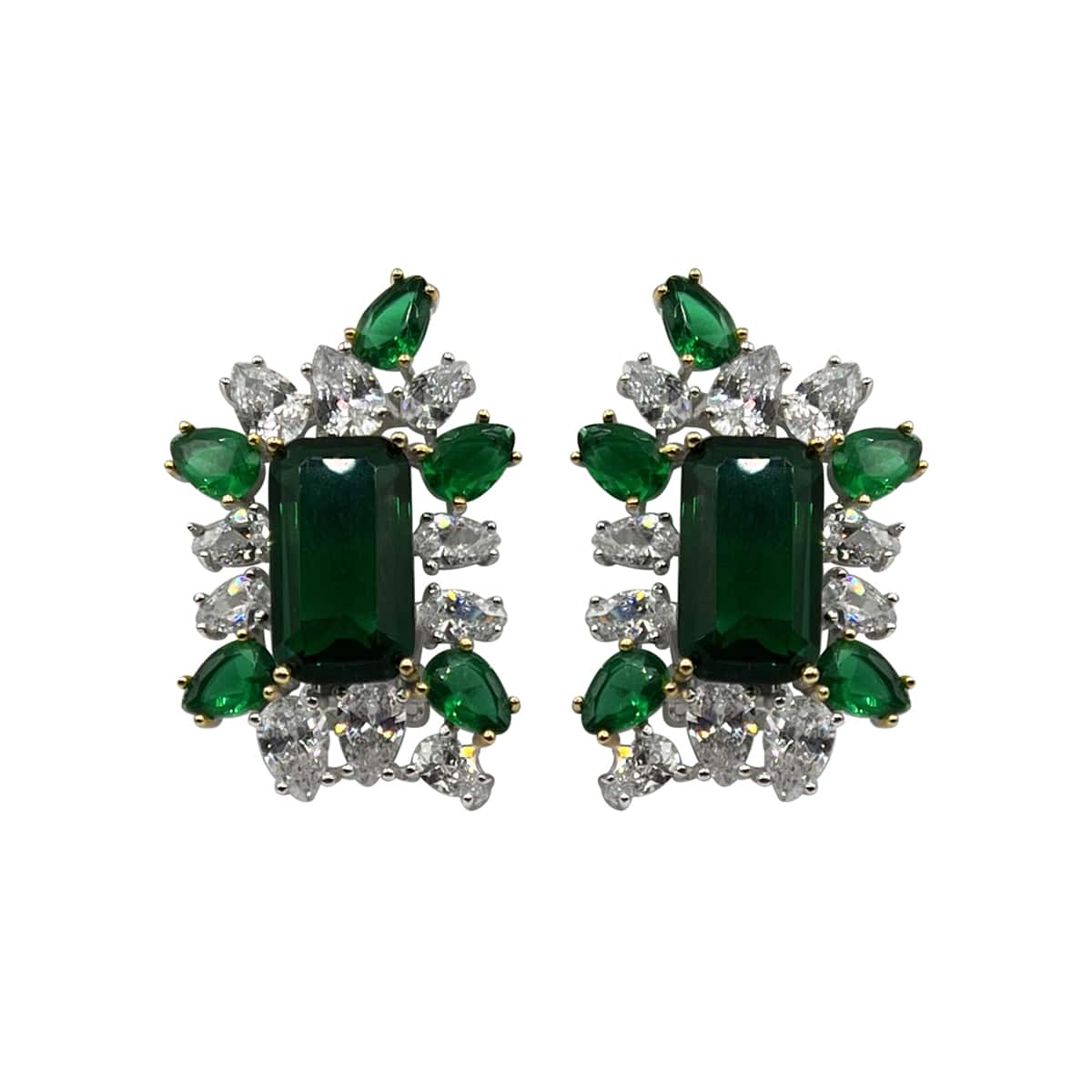Bianca Emerald Octagon Clip On Earrings Set In Sterling Silver