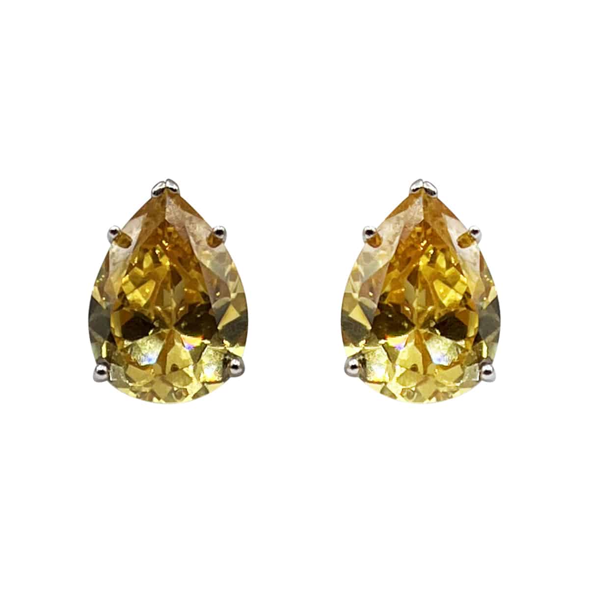 Andrea Canary Cubic Zirconia Pear-Shaped Clip On Earrings Set In Sterling Silver