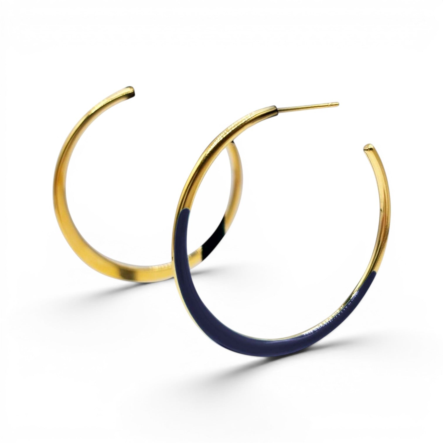 Ellery Black And Gold Enamel Hoop Earrings