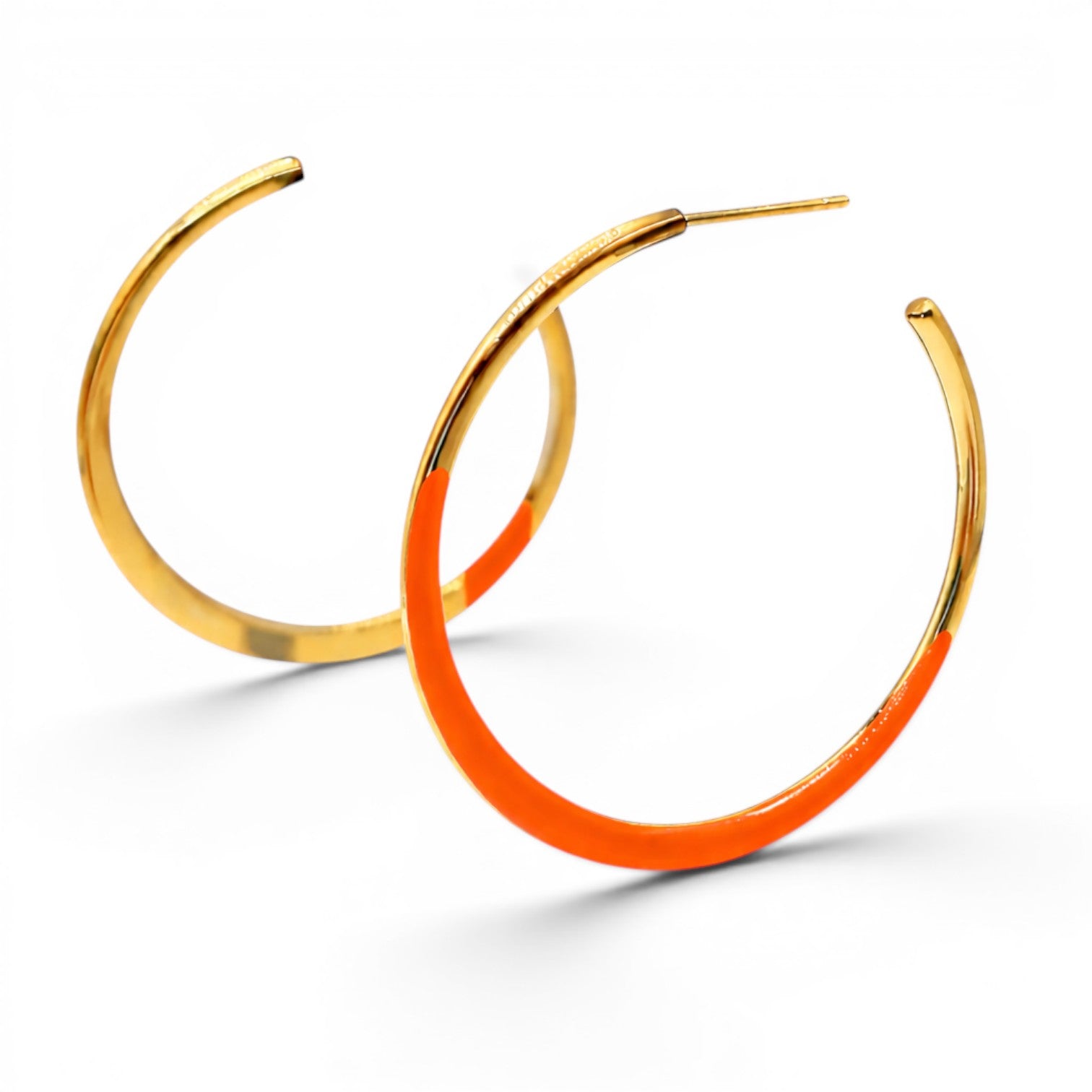 Ellery Gold And Orange Enamel Hoop Earrings