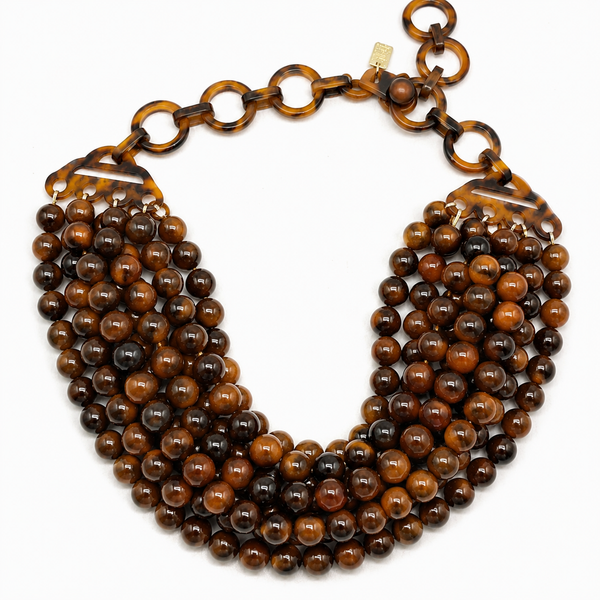 Juliette Multi Strand Tortoise Resin Necklace