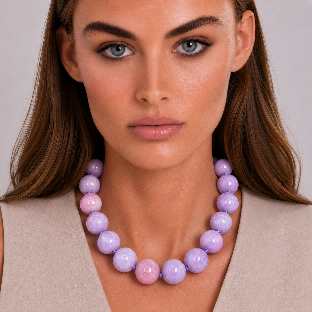Abigail 16 Mm Purple Jade Semi Precious Necklace