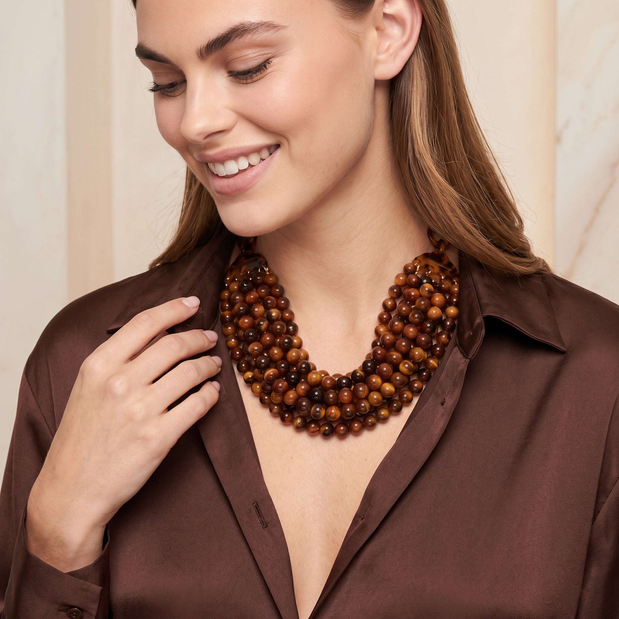 Juliette Multi Strand Tortoise Resin Necklace