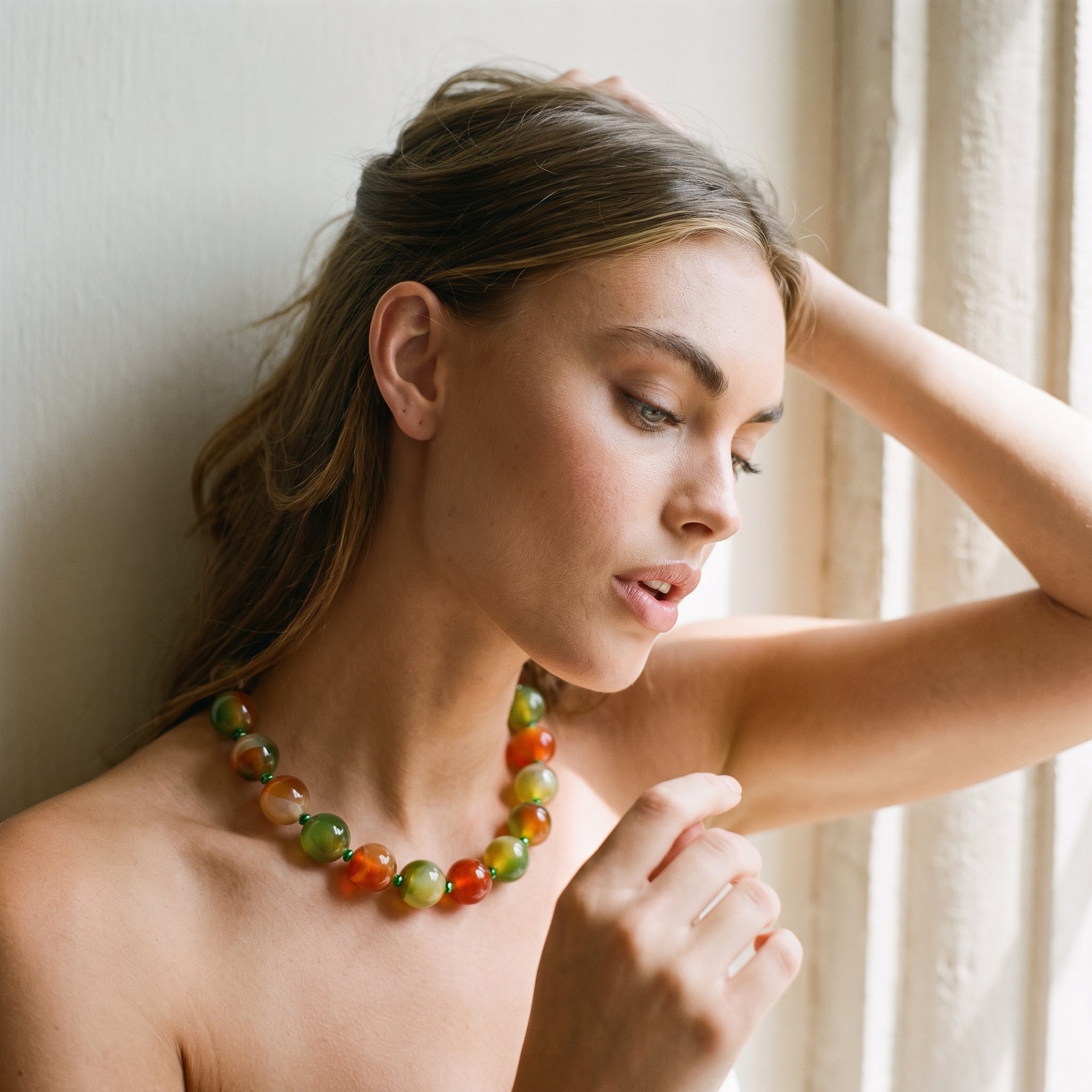 Abigail Semi Precious Green Agate Necklace