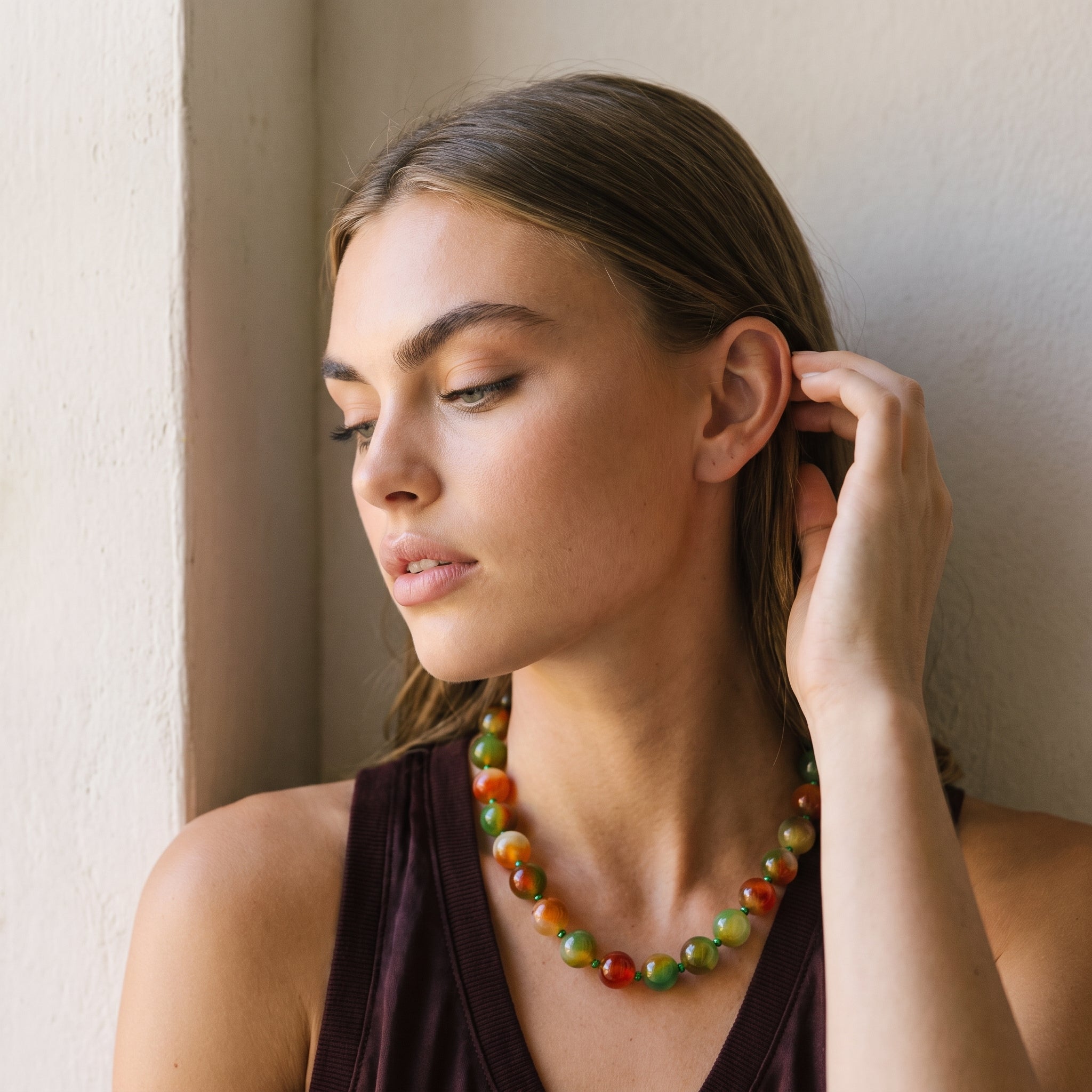 Abigail Semi Precious Green Agate Necklace