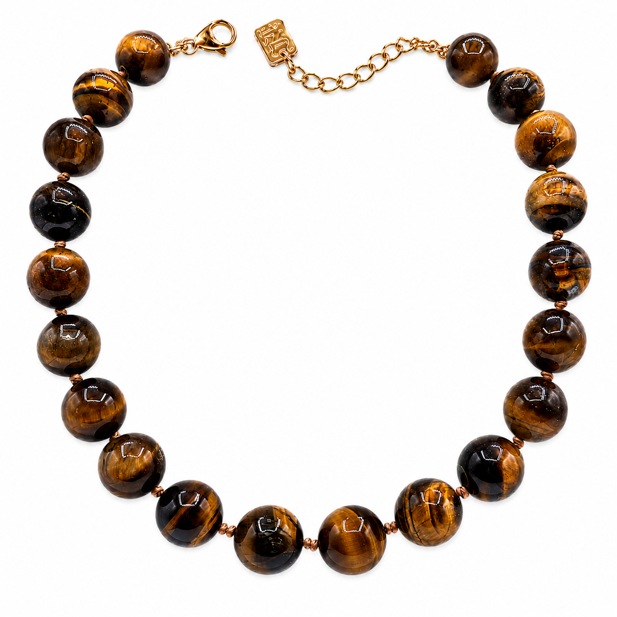 Abigail 16Mm Semi Precious Tiger Eye Necklace