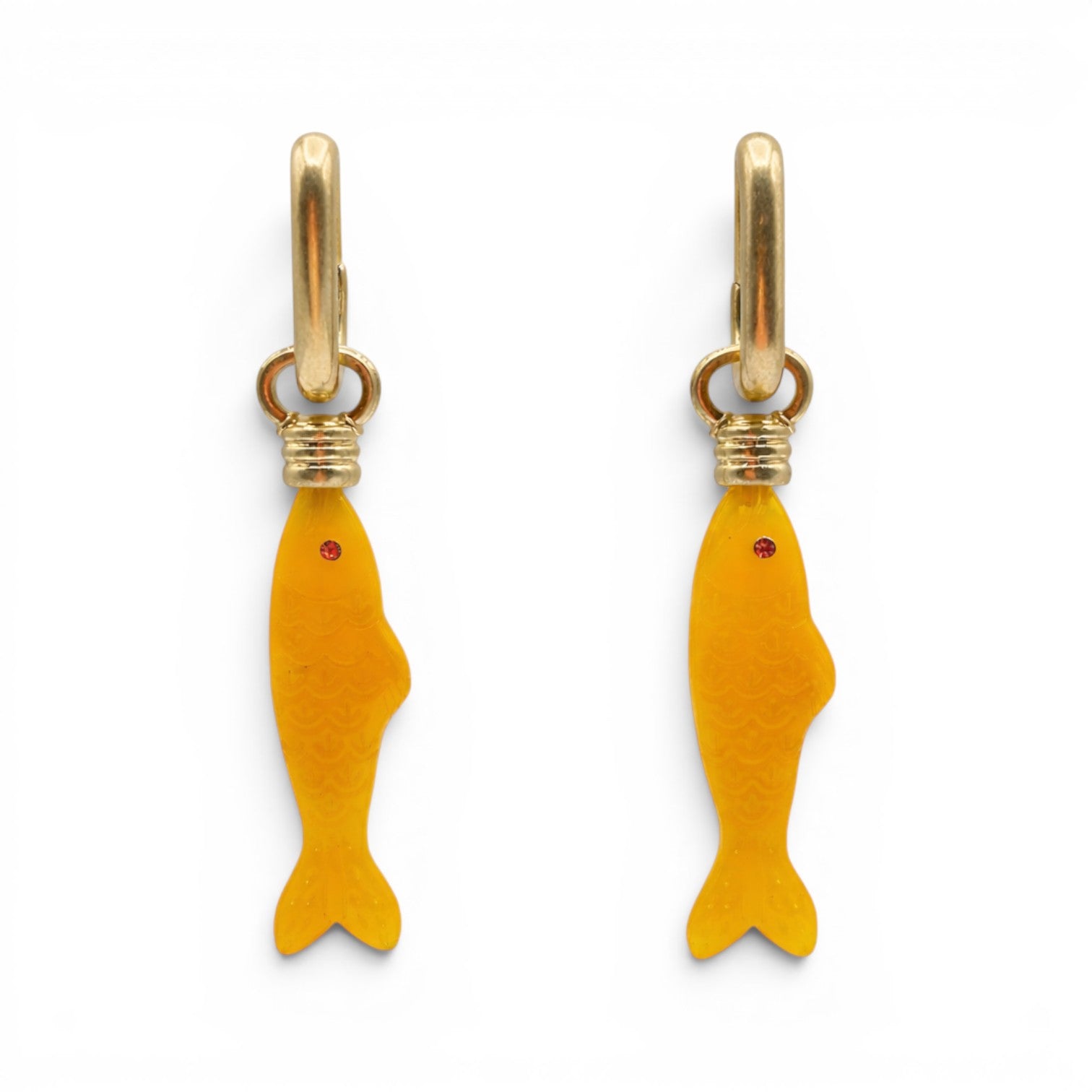 Fish Ochre Resin Drop Earrings