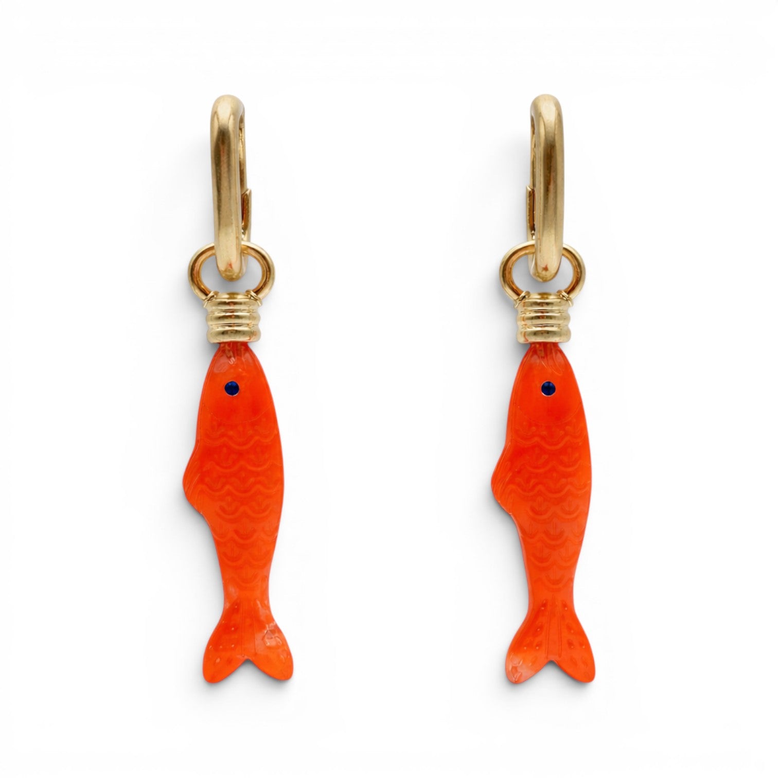 Fish Orange Resin Drop Earrings