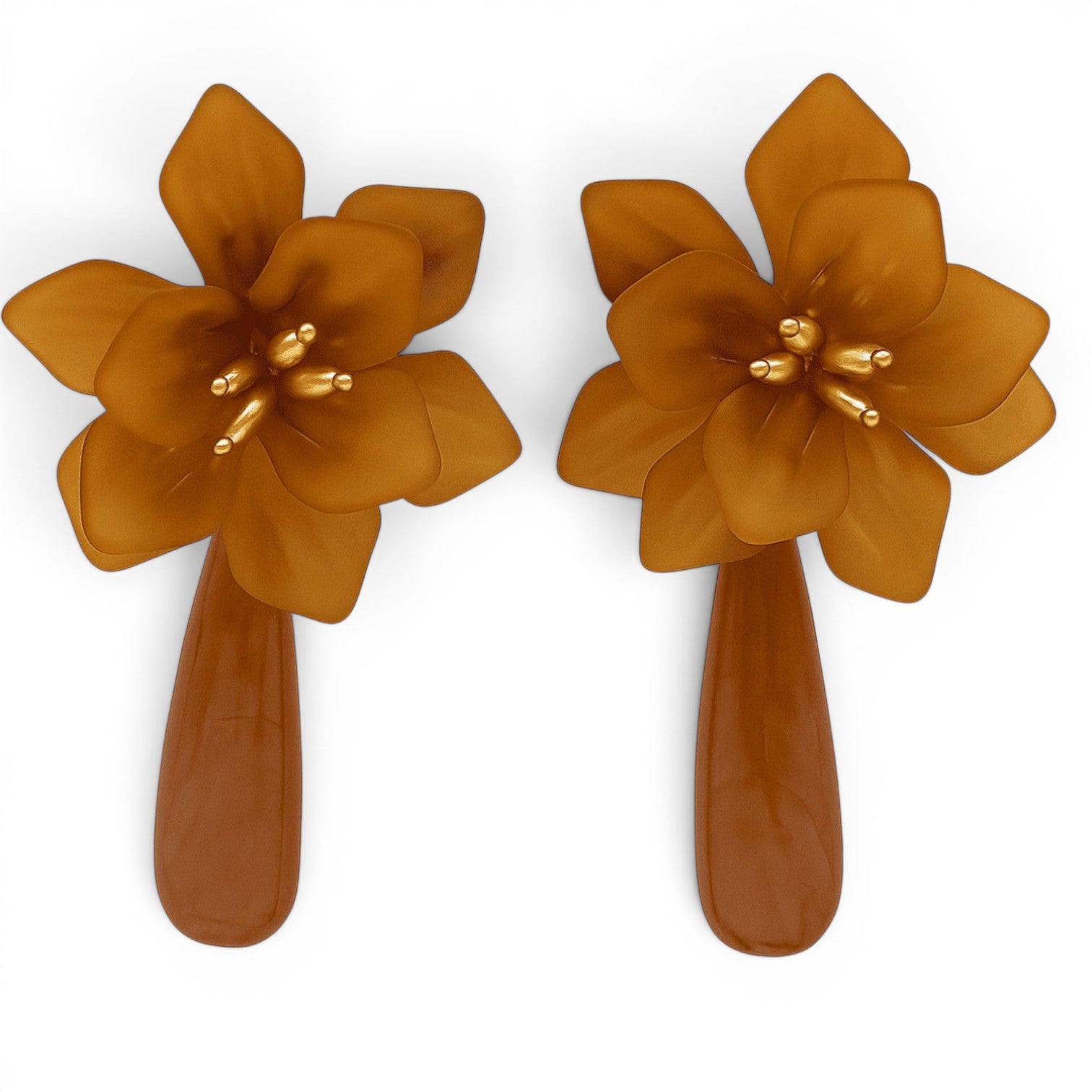 Flora Carnelian Resin Flower Clip Earrings