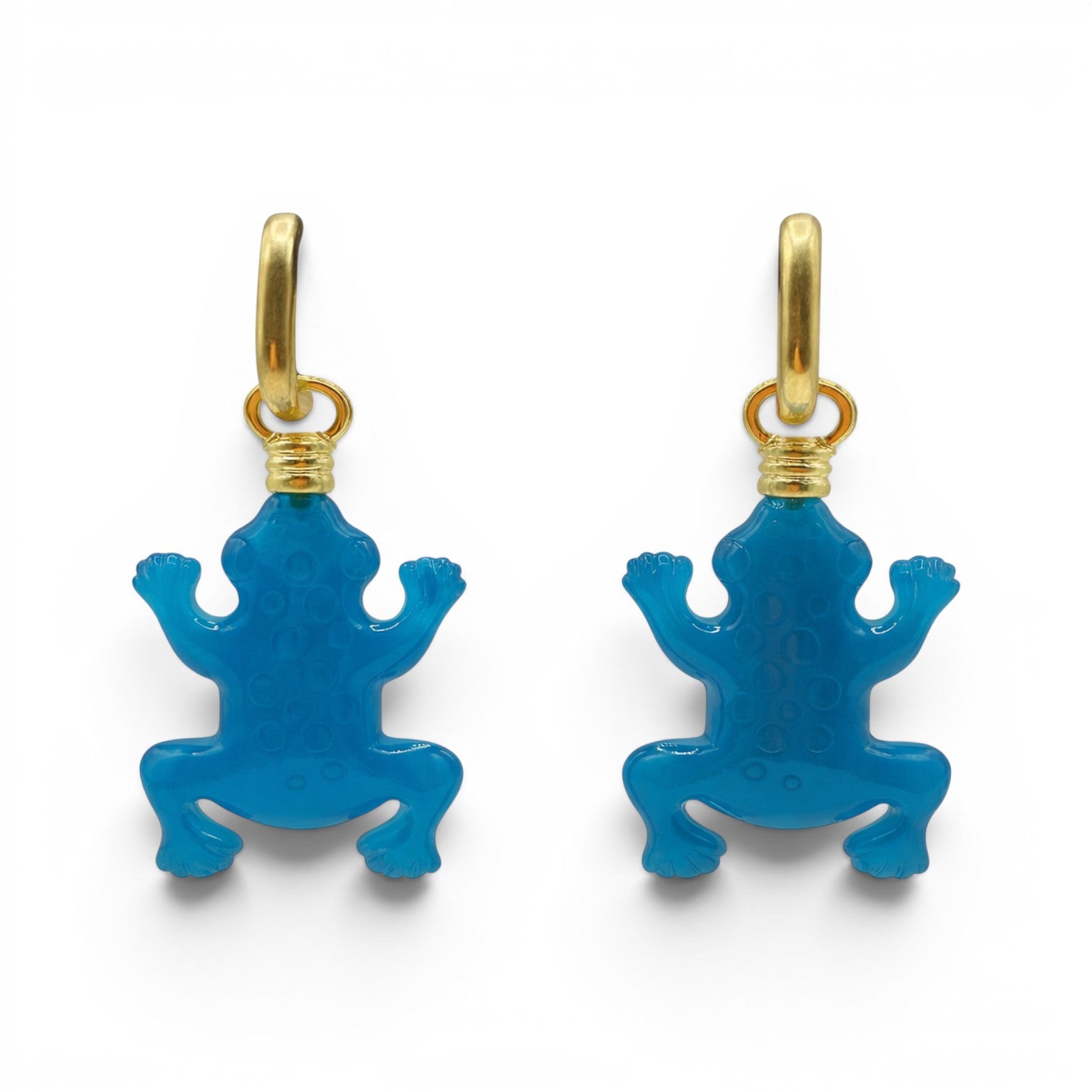 Frog Blue Resin Drop Earrings