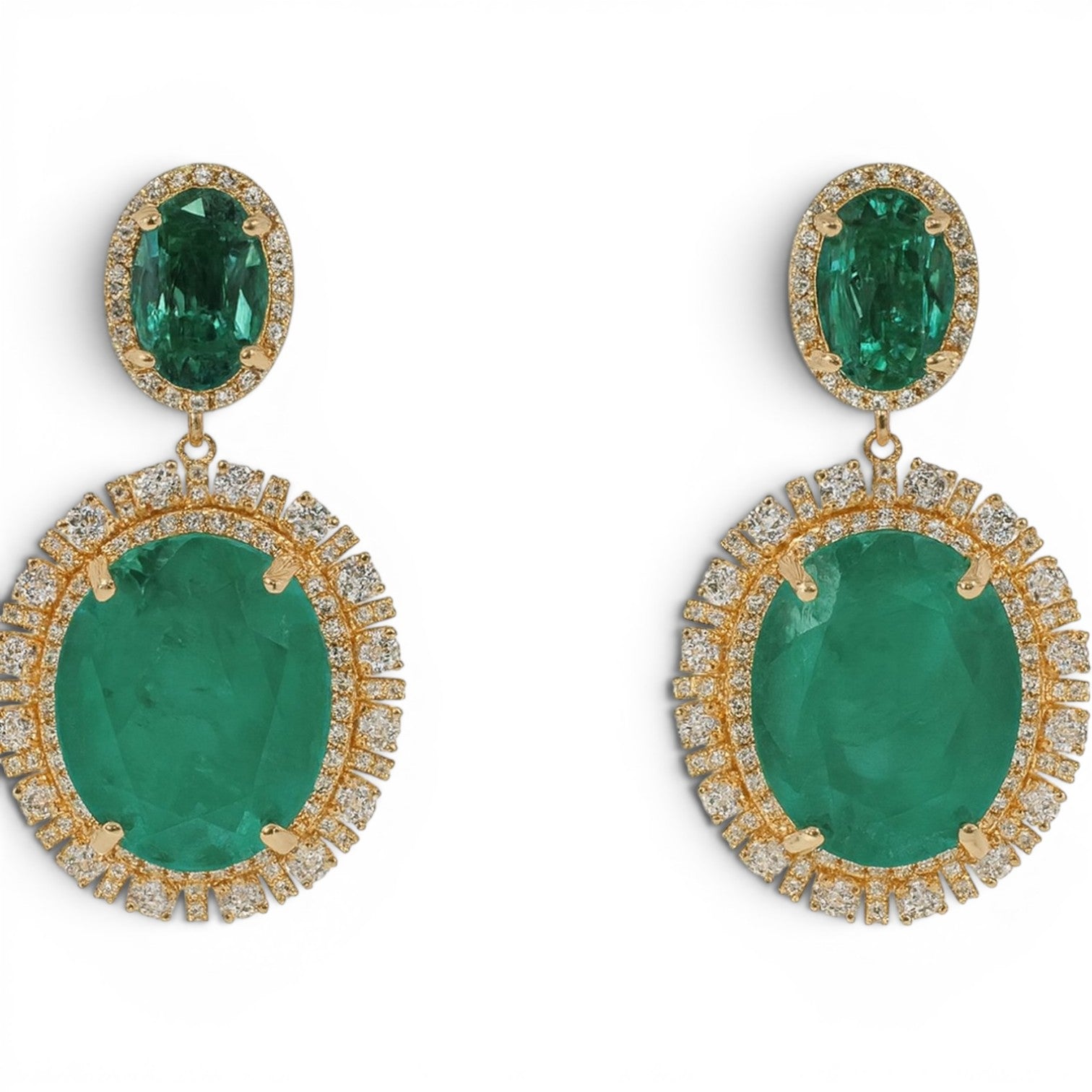 Gemma Flawed Emerald Clip Drop Earrings