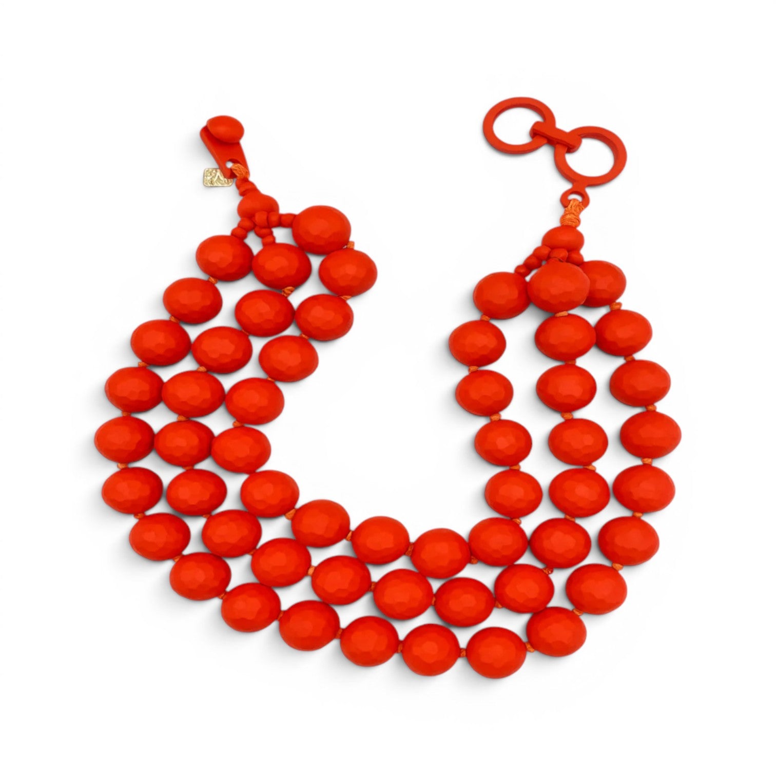 Georgiana Faceted Three Strand Orange Resin Necklace