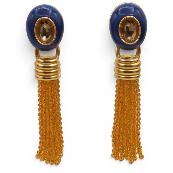 Grace Lapis Resin Earrings With Topaz Faceted Glass Removable Drop