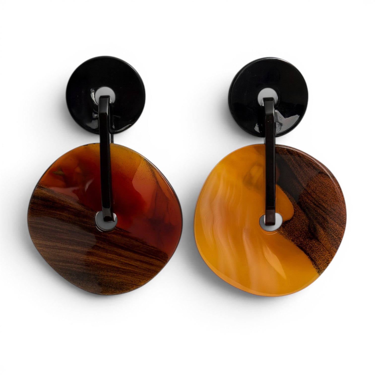 Greta Double Disc Tortoise Resin Drop Earrings