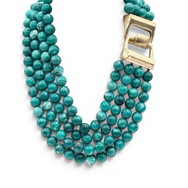 Irena Four Strand Turquoise Resin Bead Nesting Necklace