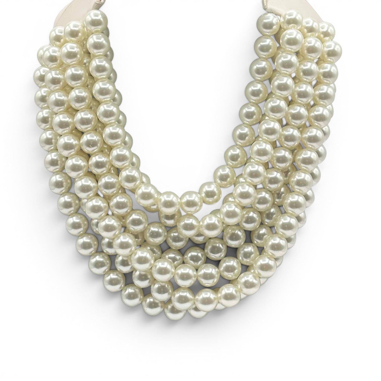 Isadora Multi-Strand Faux Pearl Necklace With Ivory Vegan Adjustable Clasp