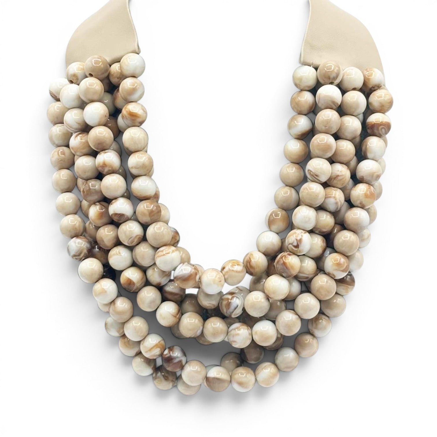 Isadora Multi-Strand Ivory Agate Resin Necklace With Ivory Vegan Adjustable Clasp