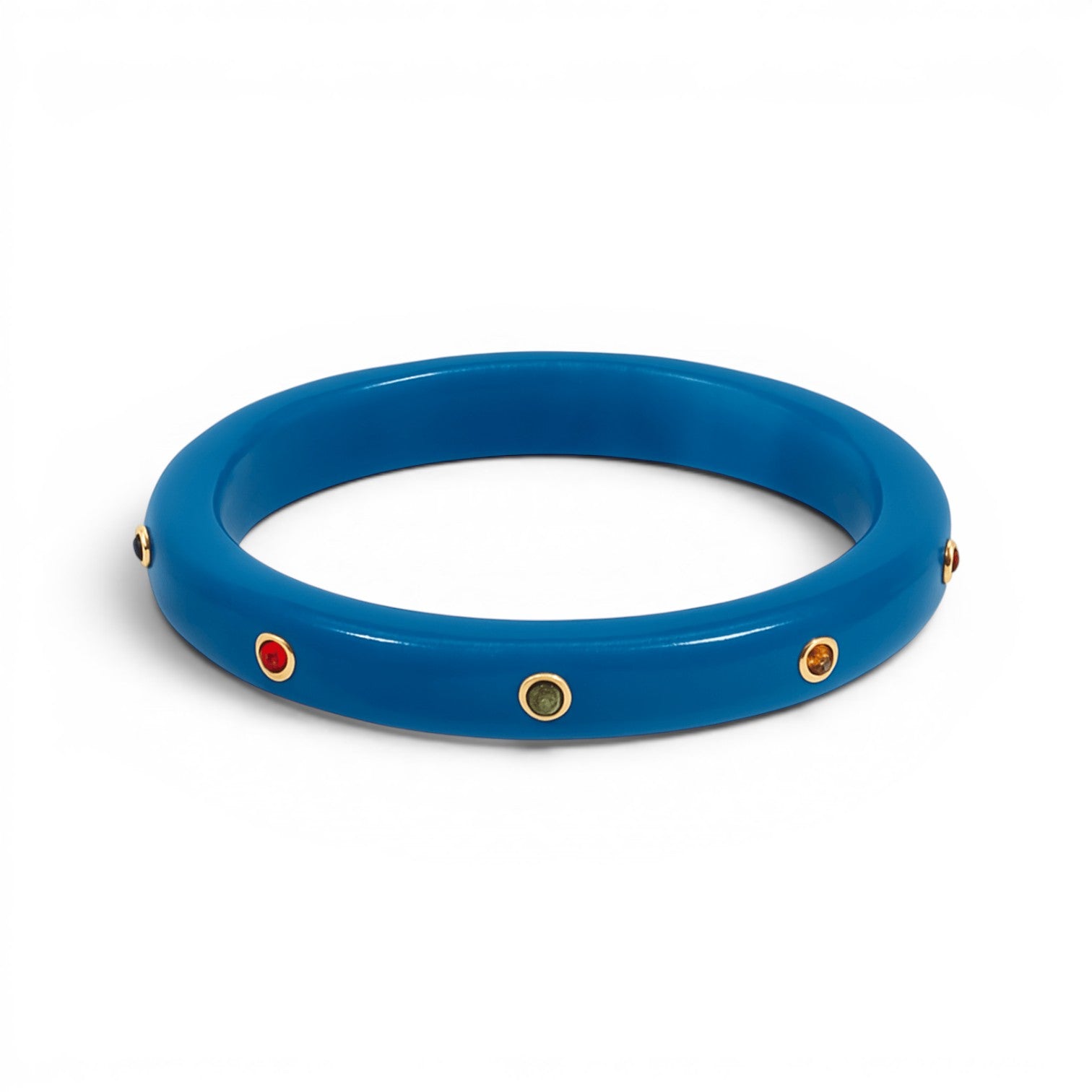 Kristen Cerulean Blue Studded Resin And Stone Bangle