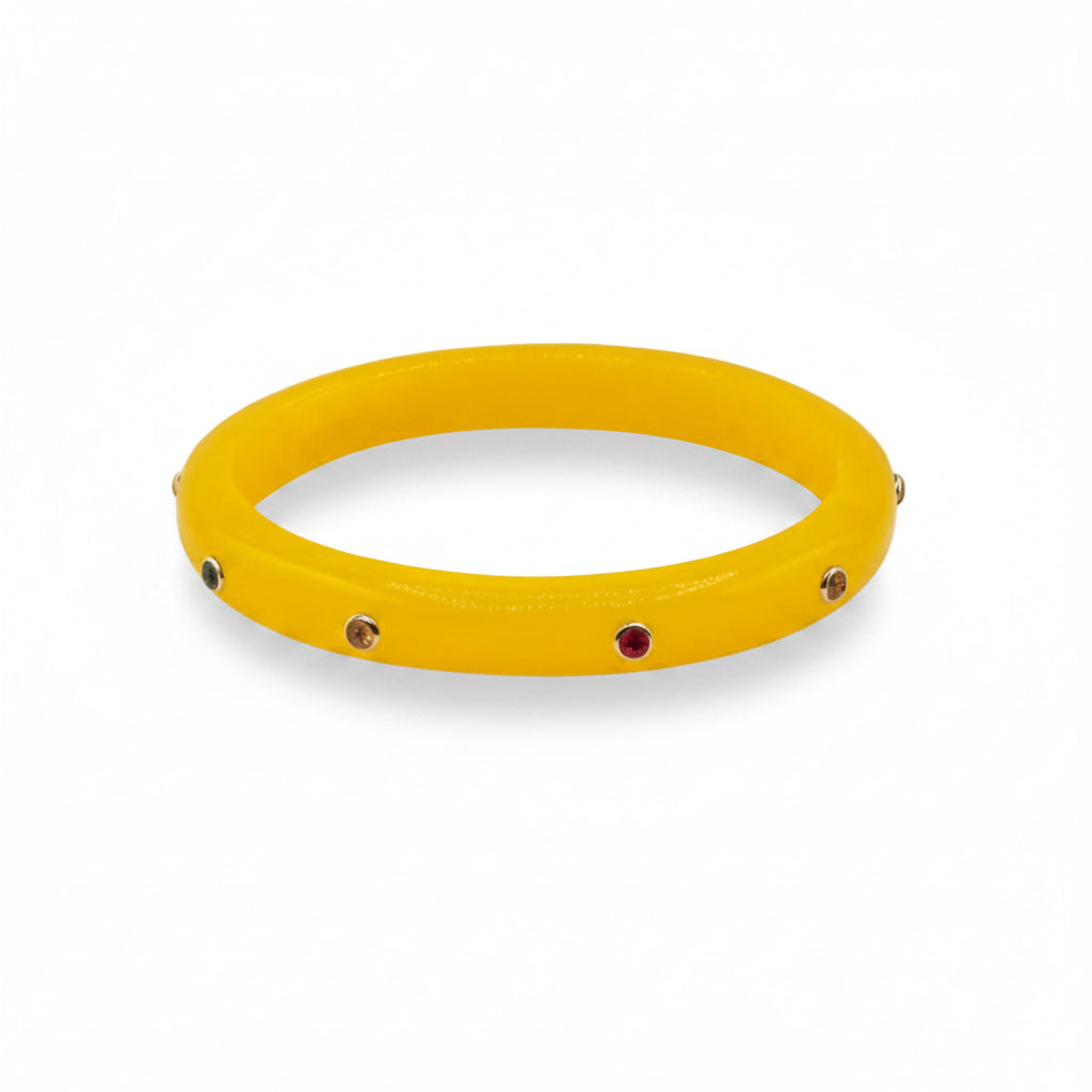Kristen Ochre Studded Resin And Stone Bangle