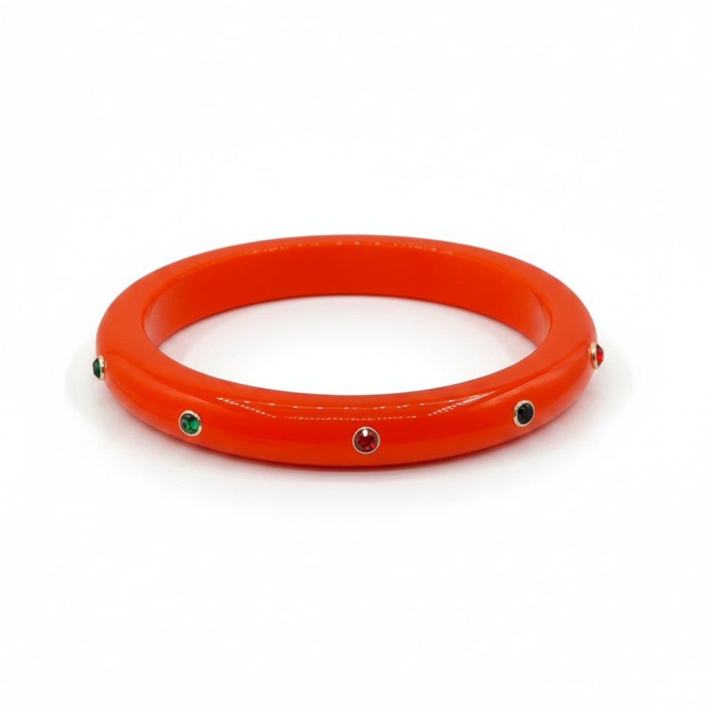 Kristen Orange Studded Resin And Stone Bangle