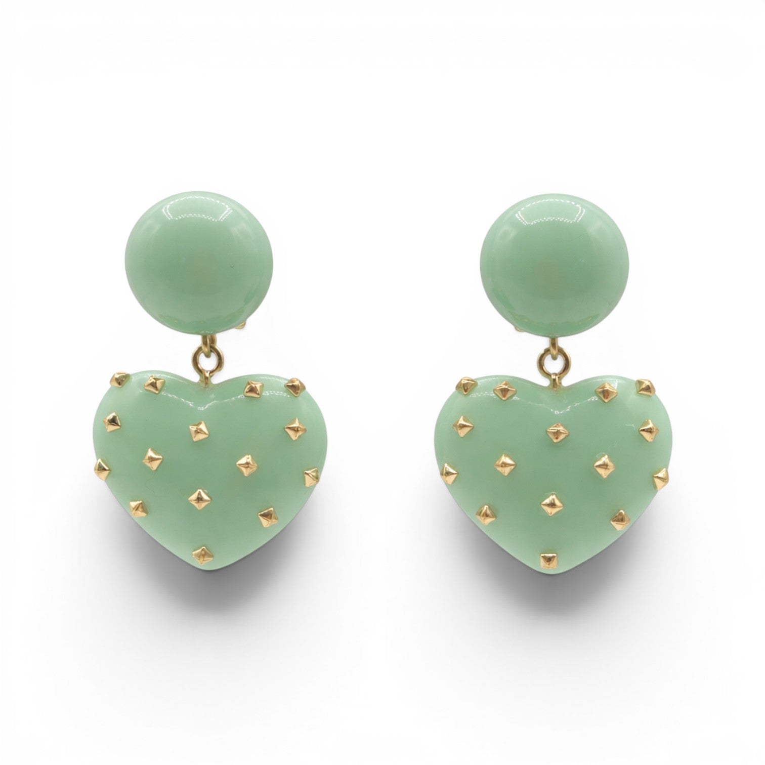Lavinia Jade Resin Studded Heart Drop Earrings