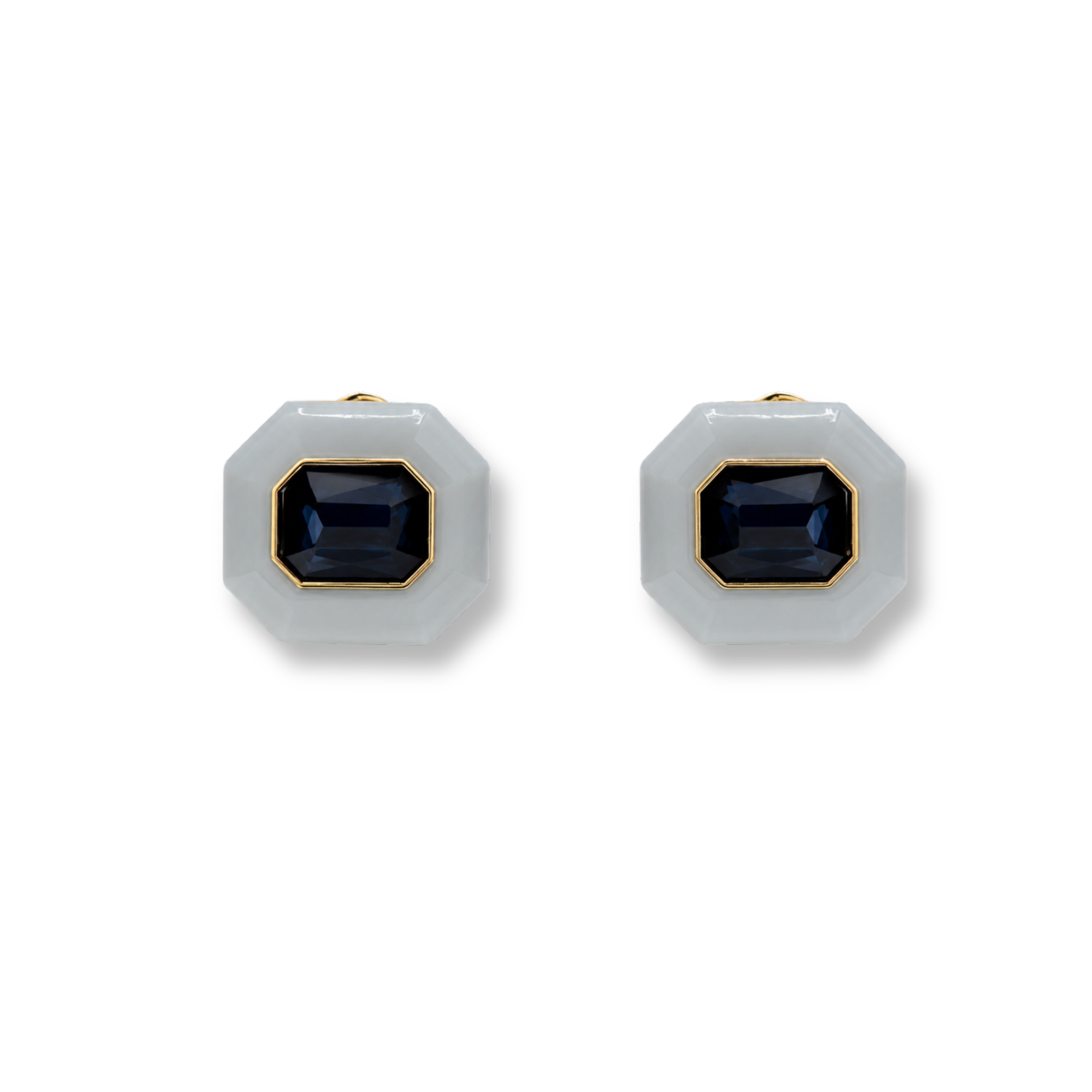 Lena Aqua Resin And Sapphire Crystal Octagon Earrings