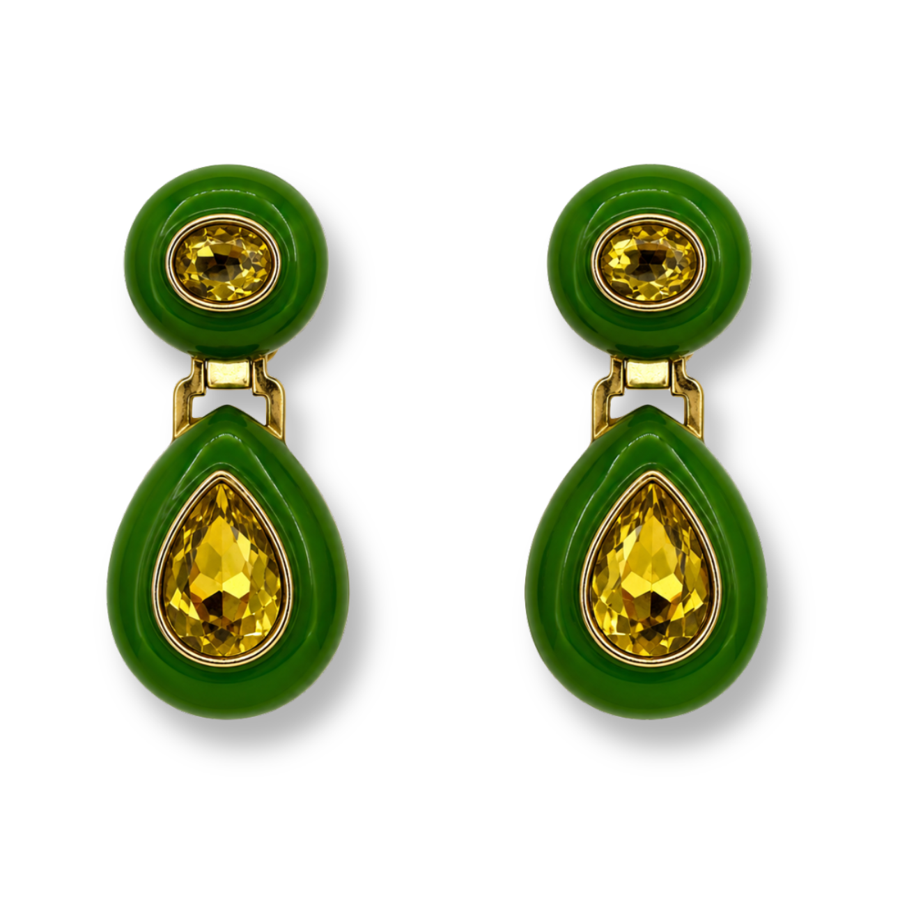 Lena Green Resin And Light Topaz Earrings