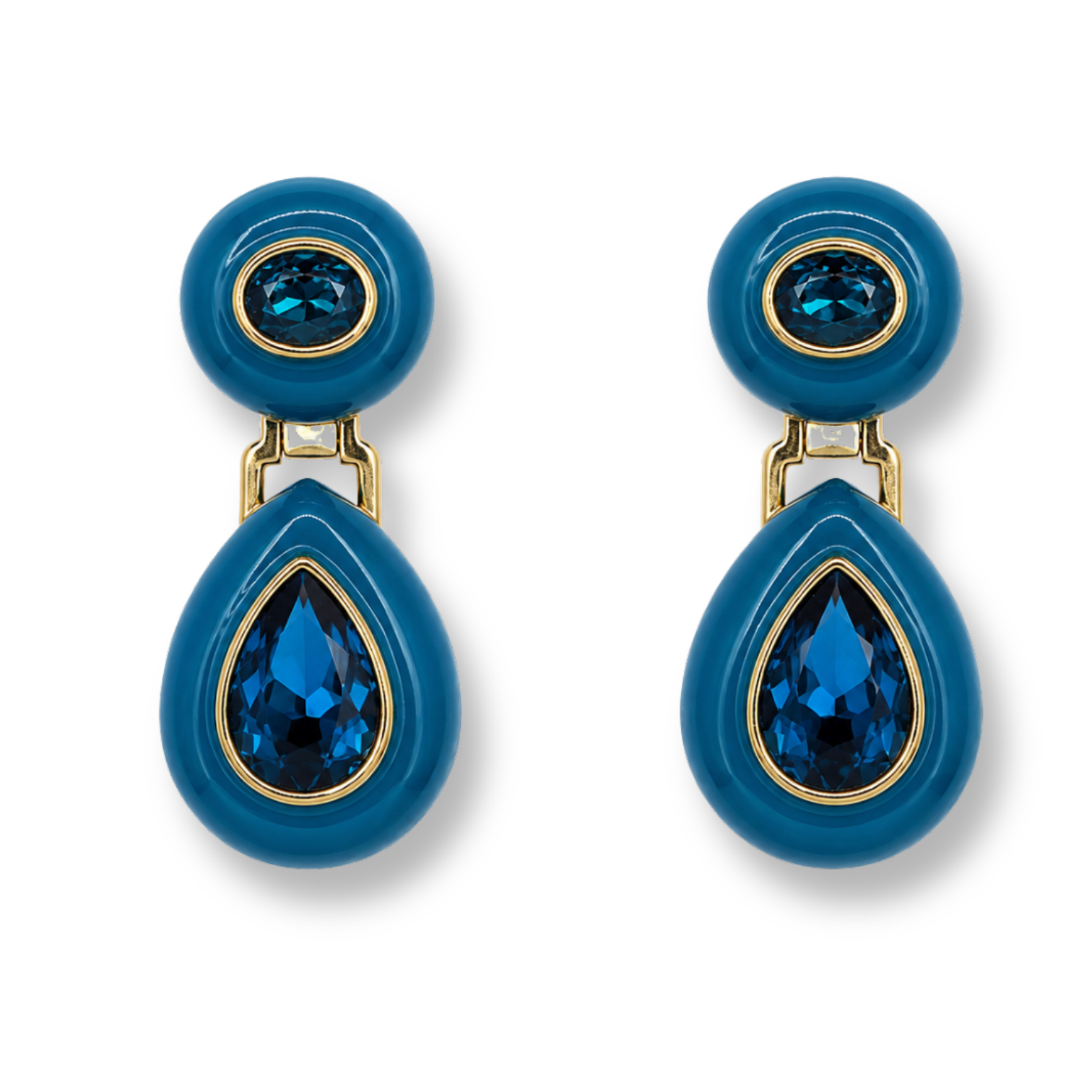Lena Sapphire Resin And Sapphire Crystal Drop Earrings