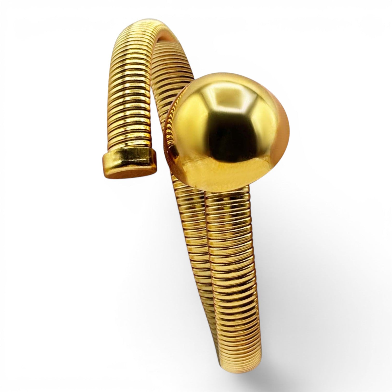 Lucie Gold Cobra Bracelet With Dome Accent