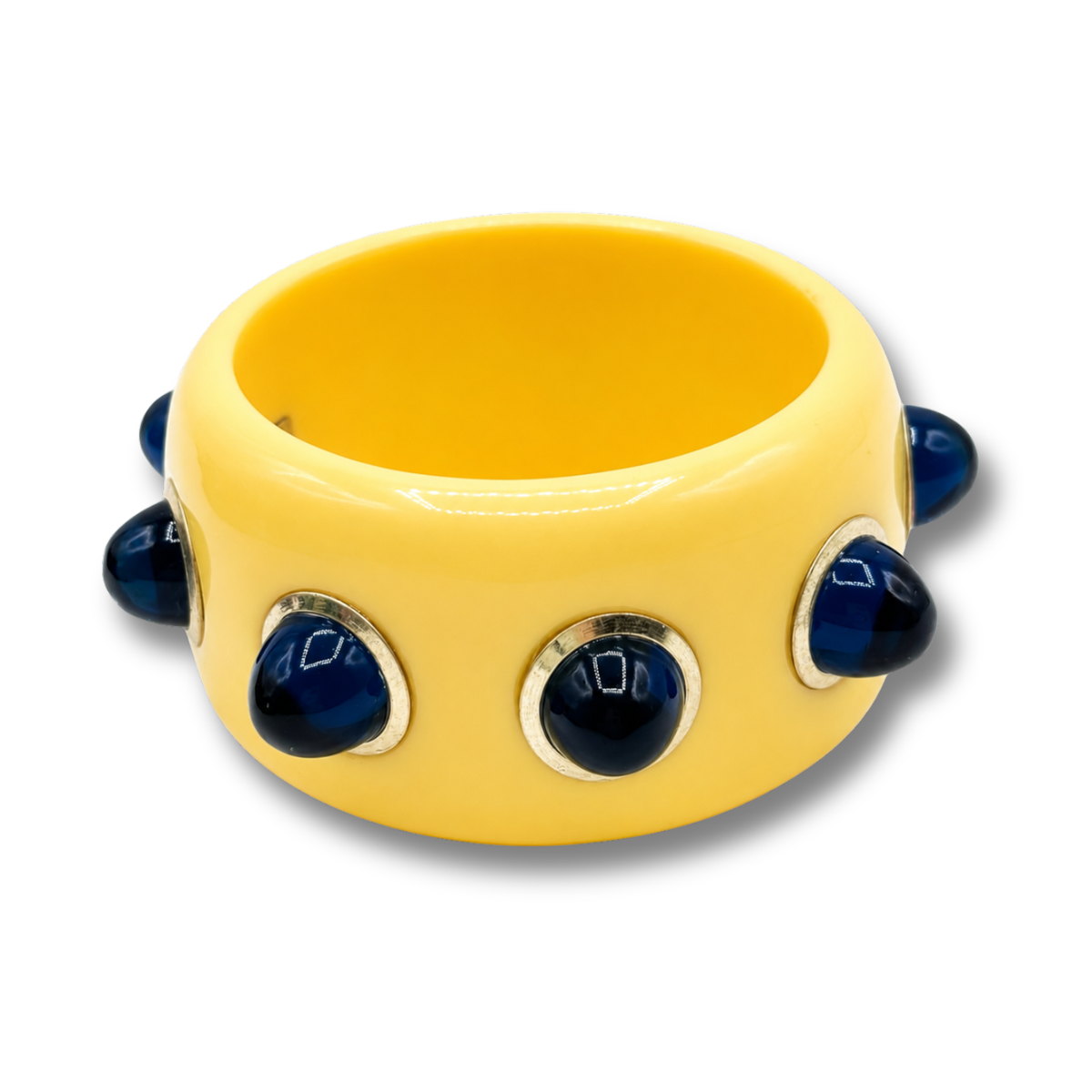 Madison Yellow Resin Bangle With Sapphire Glass Stones