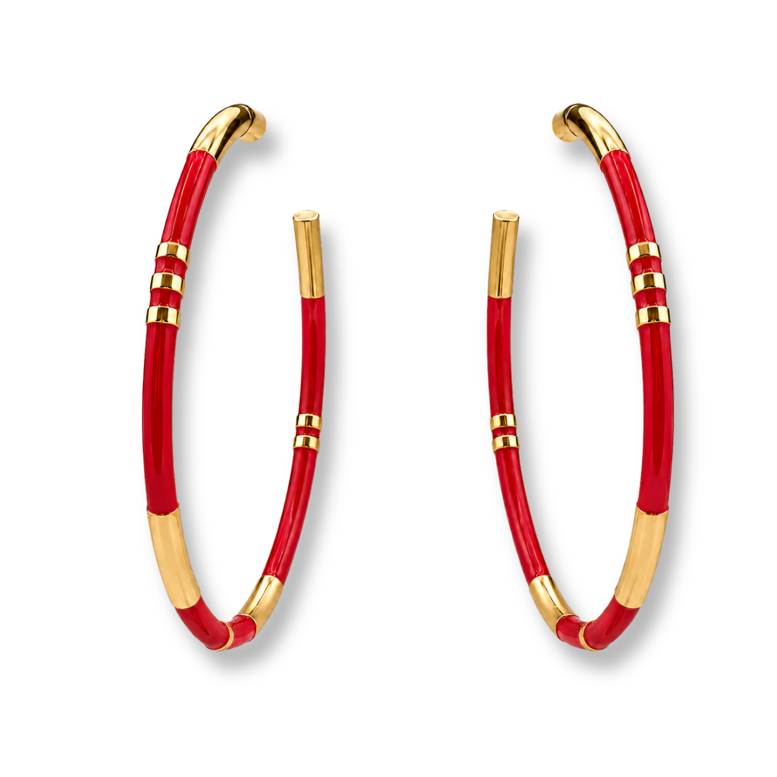 Mallory Red And Gold Stripe Hoop Earrings