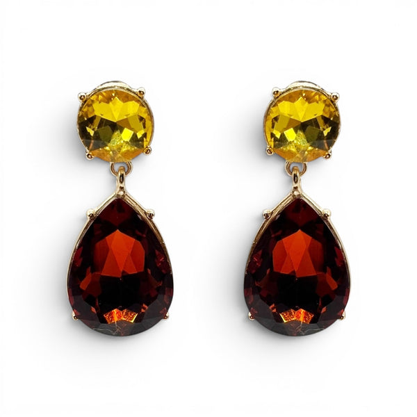 Marina Light Topaz And Dark Topaz Pear Shape Pierced Drop Earrings