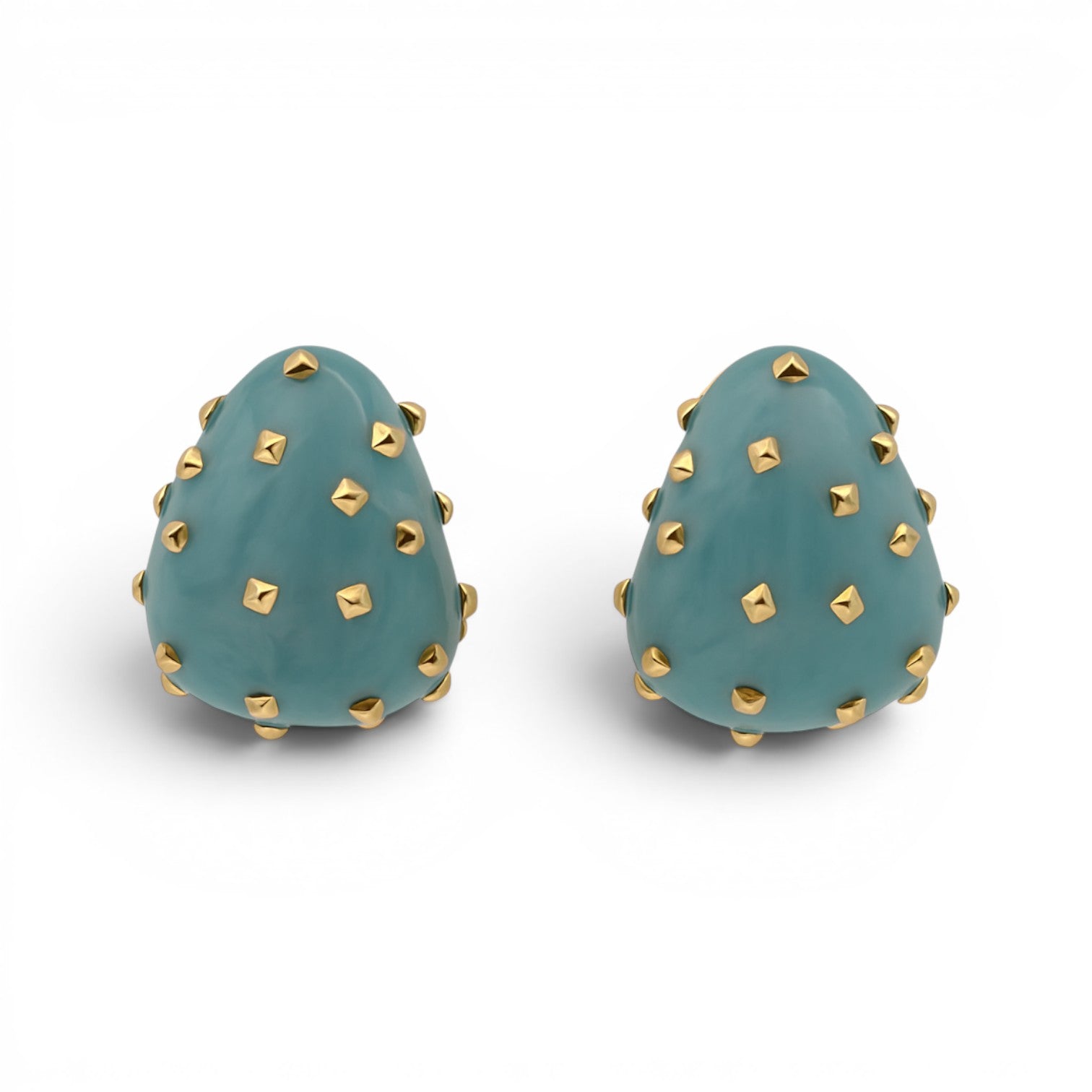Maristella Aqua Studded Resin Pierced Hoop Earrings